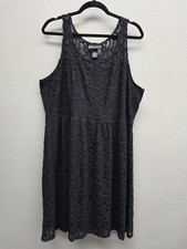 Lane Bryant Dress Womens 20 Black Sleeveless Lace Overlay Lined Party Cocktail
