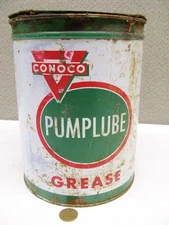 vintage CONOCO Pump Lube 5 Lb. Grease Can