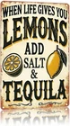 Vintage Metal Wall Sign When Life Gives You Lemons Salt Tequila Plaque 12 X 8 In