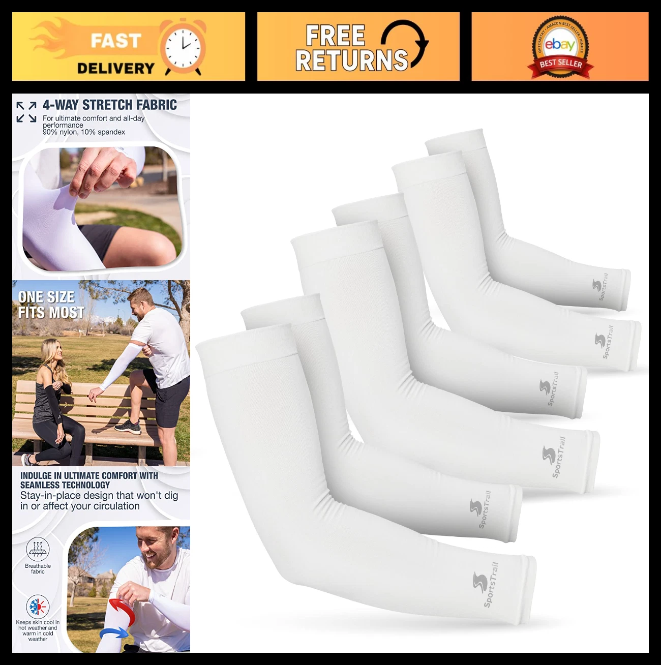 Cooling Arm Sleeves for Men & Women - Breathable UV Protection for Sports & Outd