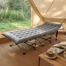 Heavy Duty Single Folding Bed Camping Travel Guest Lightweight With Mat + Bag UK