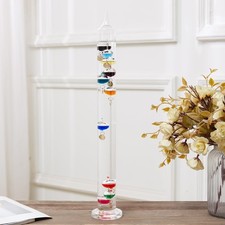 20.5inch Large Glass Galileo Thermometer with 10 Multi Colored Balls with Gol...