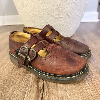 VTG 90s Doc Martens Double Strap Mary Jane Shoes Brown US 7 Crazy 