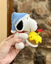 Crochet Snoopy birthday cake keychain plushie Amigurumi Stuffed Doll