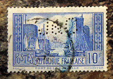 FRANCE 1929 - 10f Bright Ultramarine Used Perfin GW64