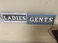 Vintage Restroom Wooden Signs Plaques Ladies  Gents 6  X 13  Rustic Farmhouse