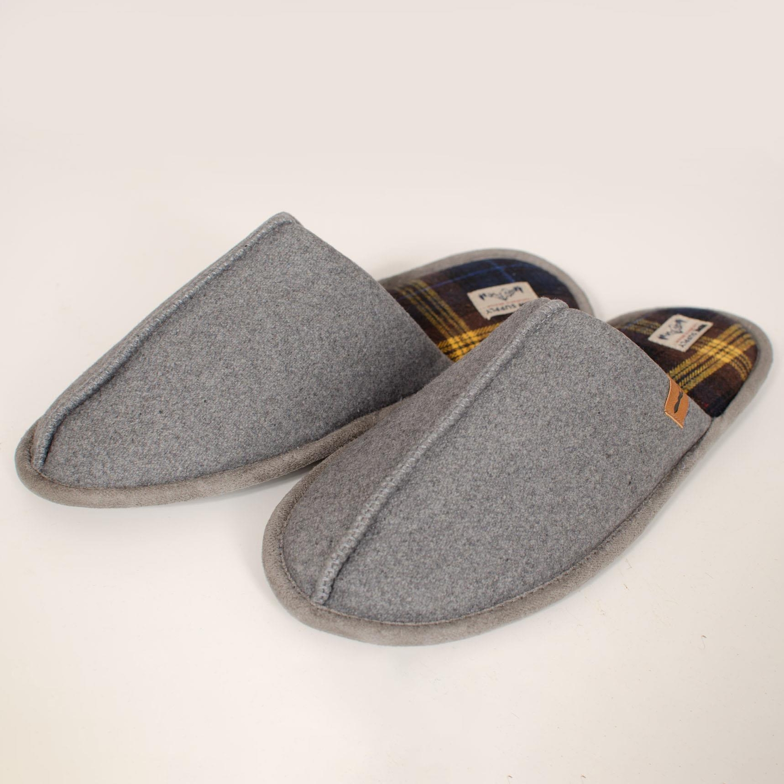 SAOLA NEXT Mens Mule Slippers Slip ons Grey Marl memory foam sole