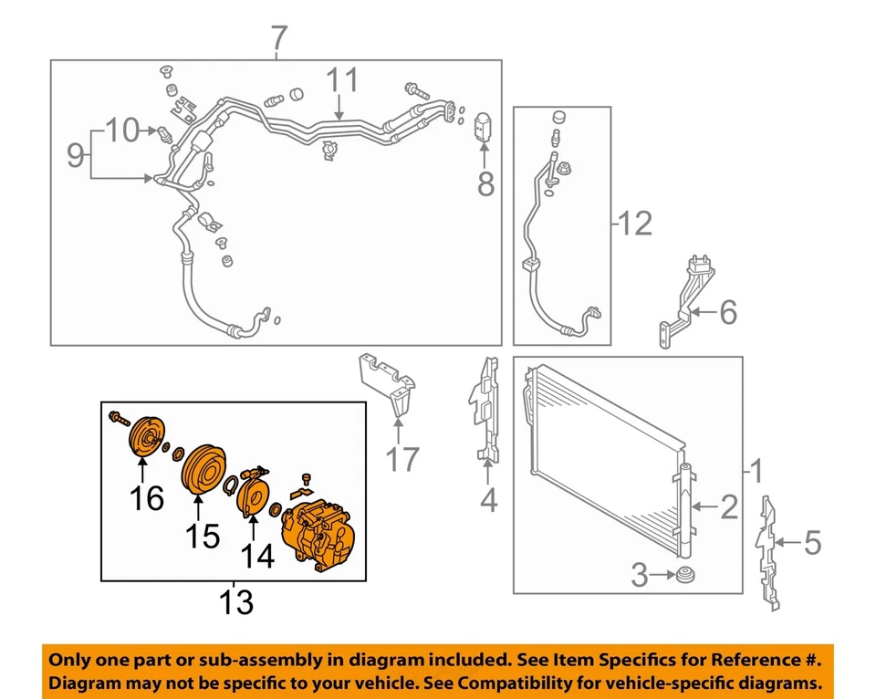 Б/у компрессор кондиционера подходит: 2011 Kia Sorento 3,5 класса A - Изображение 3 из 4