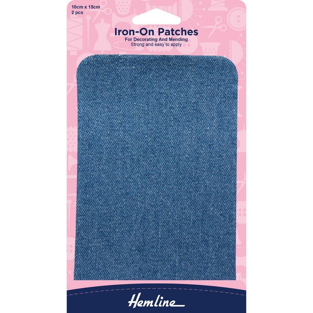 Hemline Cotton Twill Patches: Light Denim - 10 x 15cm, 1pc