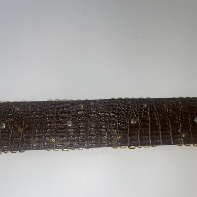 NANNI Italy Brown Leather Silver Gold Stud Belt Croc Boho  display picture 2
