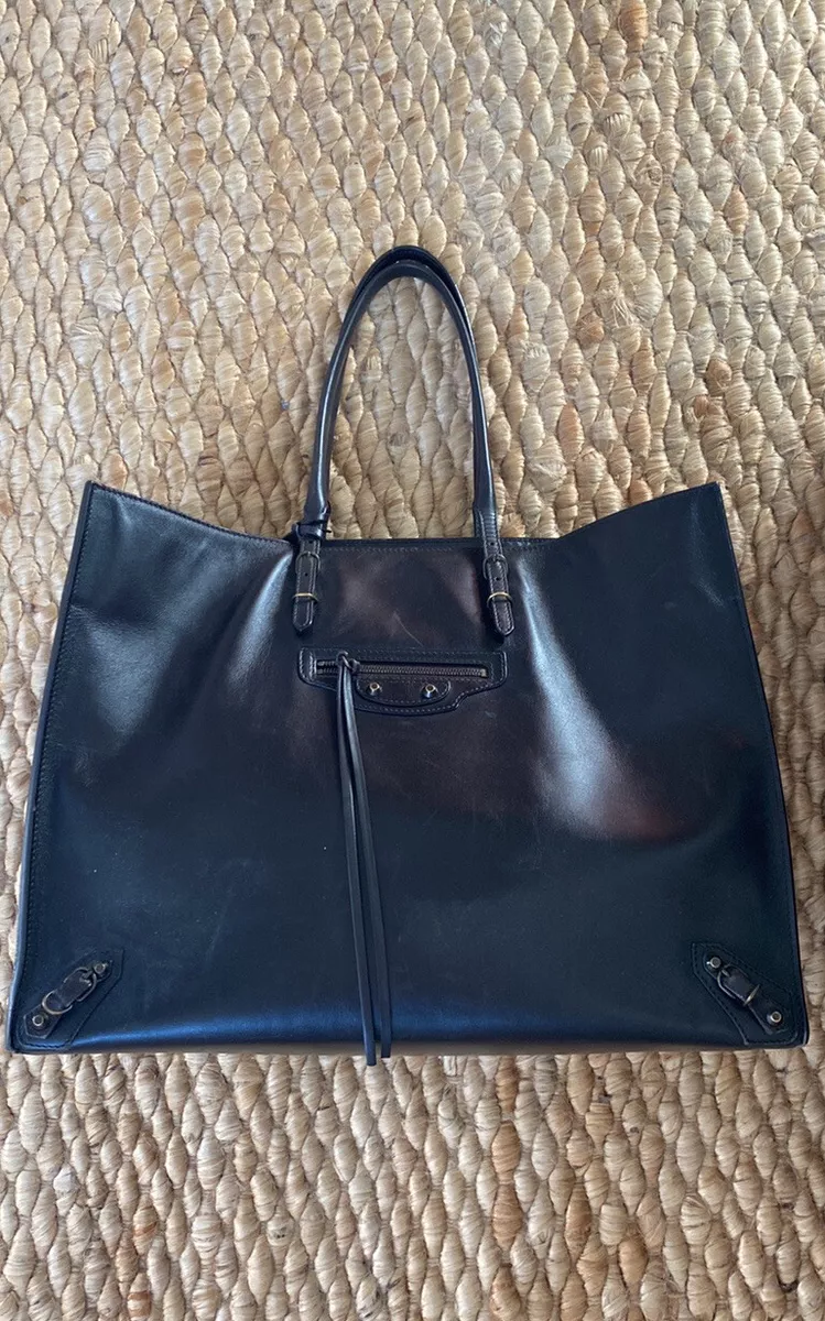 Balenciaga Papier Leather Tote Green