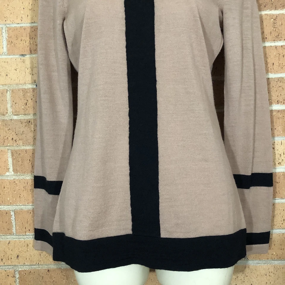 Suéter Antonio Melani Talla Extra Pequeña Mezcla Lana Negro Rayas Borde Carrera -F Foto 3 de 4