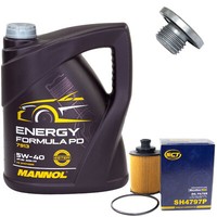 MotoröL Set 5W-40 5 Liter + ÖLfilter SH 4797 P + Schraube FüR Ford KA 1.3 Tdci