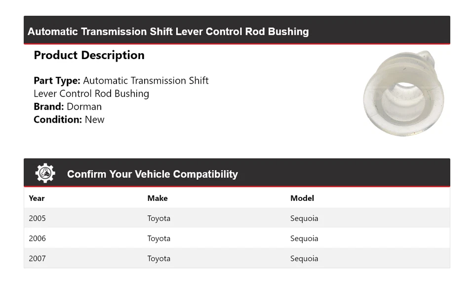 Buje de varilla de control de palanca de cambios 2006 para Toyota Sequoia Dorman AT 2005-2007 Foto 2 de 4