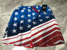 Under Armour Boy's Size L Blue Multi Tilt Textured Flag Board Shorts 40 NWT