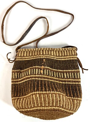 Vintage Handmade Sisal Jute Leather Strap Market Bucket Bag  display picture 3