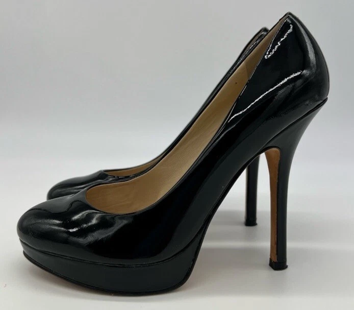 Zapatos de tacón alto Joan & David de charol negro con plataforma de aguja 5,5 M Foto 3 de 4