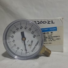 Ashcroft 0-60 PSI Pressure Gauge Bronze Tube,brass Socket Soldered. ASME B40.1