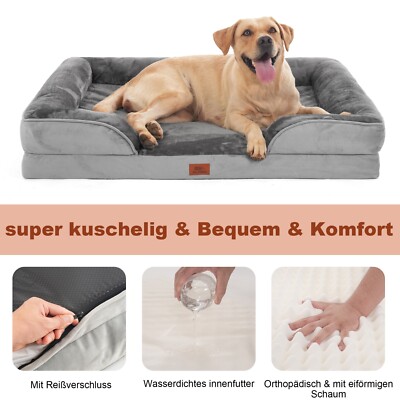 Soft Touch Orthopädisches Hundebett – Waschbar, Wasserdicht, Mit Nackenstütze Für Große Hunde