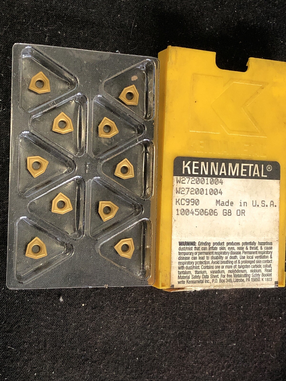 Qty. 10, Kennametal W272001004 KC990 Indexable Carbide Trigon Drilling