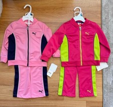 New Puma Kids Girls TODDLER 2pc Pink Navy Track Suit Set 24M Zip Jacket Pants