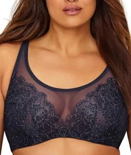 38G Curvy Couture Luminous Sheer Lace Scoop Neck Rocker Underwire Bralette 1273