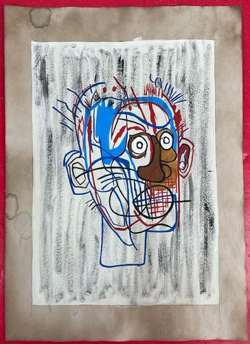 Jean-Michel Basquiat Zeichnung auf Papier (Handarbeit) signiert und gestempelt - Bild 1 von 4