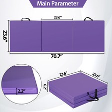 Tri-Fold Folding Exercise Aerobics Mat Tumbling Mat for Gymnastics Fitness Yoga