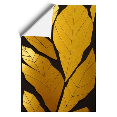 Golden Leaf Vol.1 Framed Canvas Wall Art Print Poster Picture, Home Decor
