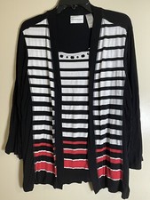 Alfred Dunner 2 Piece Set Attached Tank Top Blouse Red,White, Black Size Medium