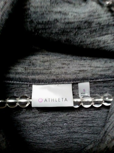 Athleta Heather Gray Turtle Neck Jersey Knit Thumbholes Pockets Women's Small - Picture 3 of 4