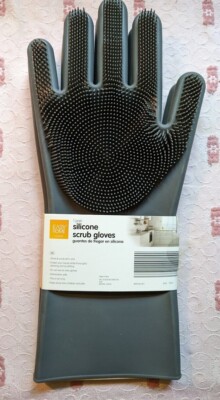 Easy Home Silicone Scrub Gloves 1 pair grey