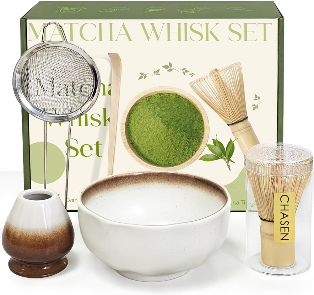 Matcha Whisk Set with Bowl, Sifter, and Bamboo Whisk for Perfect Tea Prep