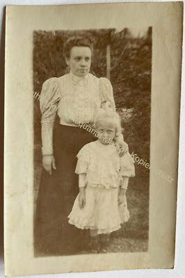 orig. Photo postcard Rheinberg Wesel 1900 mother child