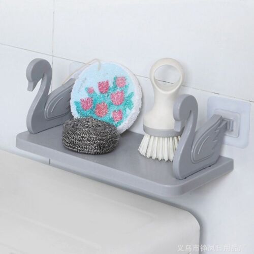 Plastic Swan Shelf Self-Adhesive Bathroom Storage Rack Floating Shelf  Home - Afbeelding 1 van 10