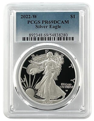 2022 W 1oz Silver Eagle Proof PCGS PR69 DCAM - Blue Label