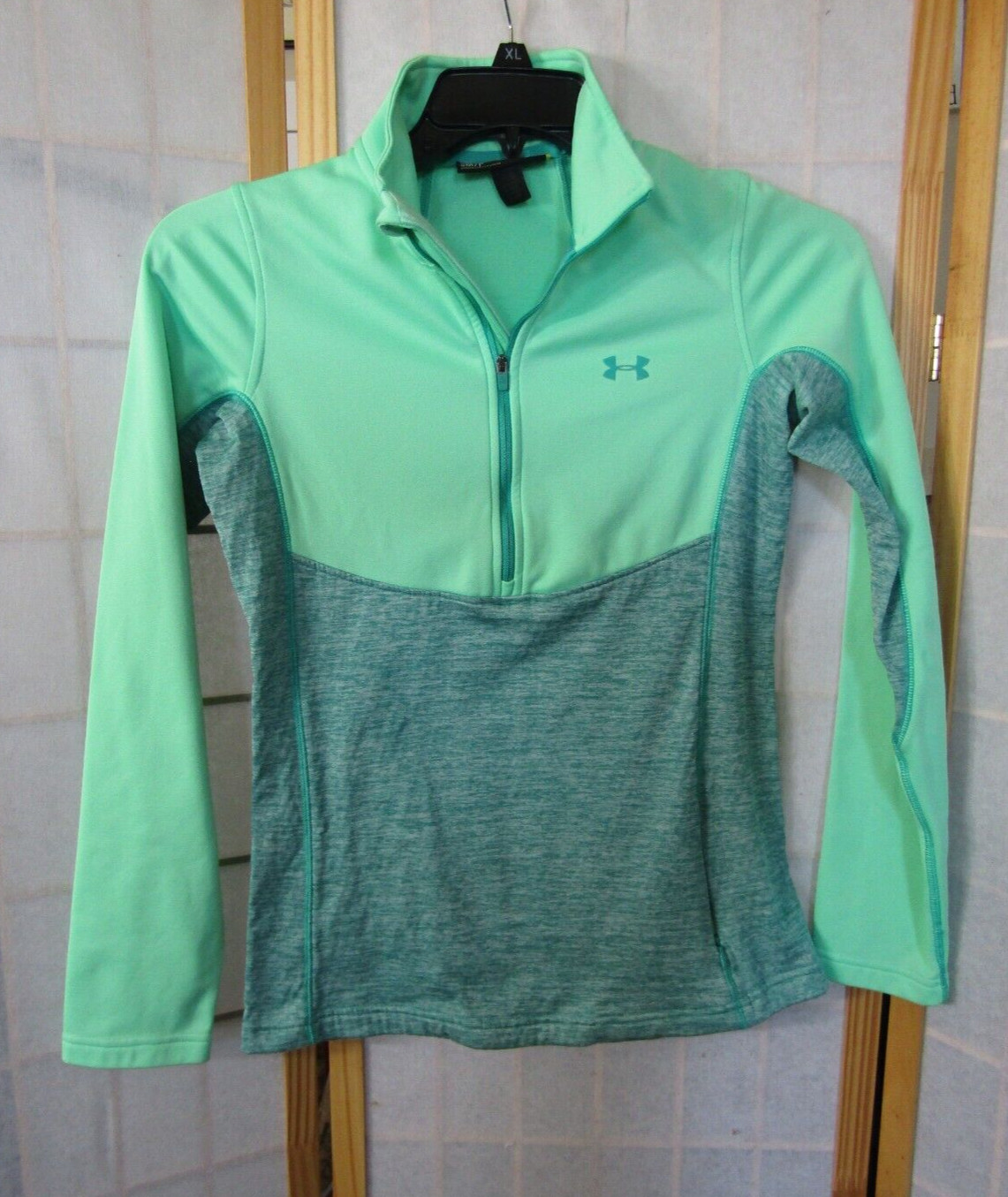 Under Armour Mint Green Fitted Logo 1/4 Zip Fitted Polyester Jacket Women's S