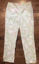 Lilly Pulitzer Originals Pink Green Frog Pad Crop Capri Resort Fit Pant Sz 0 EUC
