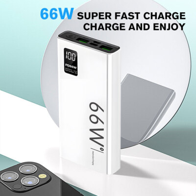 66W 30000mAh Portable Power Bank 2 USB Super Fast Charger External Battery Pack