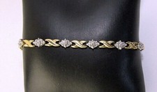 Vintage 10K Yellow Gold  Diamond Bracelet 7" Long - Signed ATI