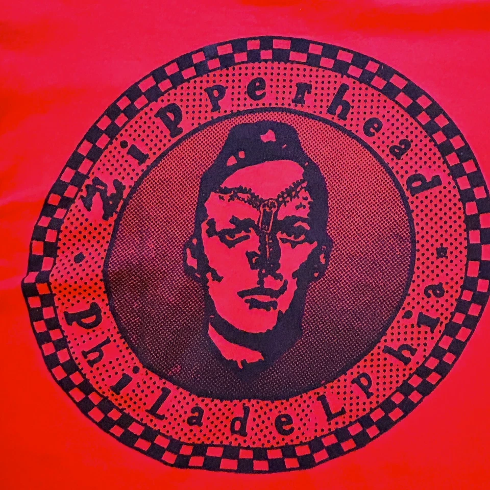 1980s Zipperhead T-Shirt Philadelphia Red Vintage Punk Women's Size Small READ - Image 4 of 4