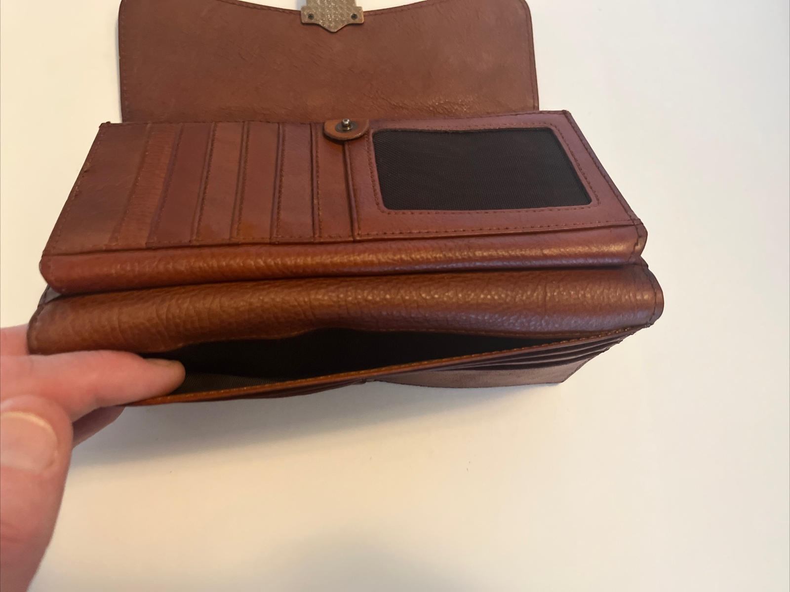 Women's Cos Real Leather Wallet Monogram Clutch Light Brown Initials KHM image 7