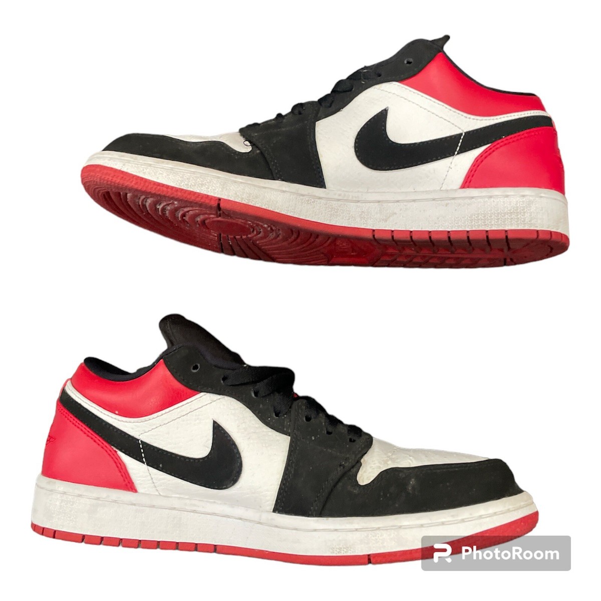 Nike Air Jordan 1 Low Black Toe Red White Retro Bred 553558-116, Men\'s Size 12 Bred 1s Jordans 219 Air Jordan Low Black Toe Size 13 553558-116 main image 4