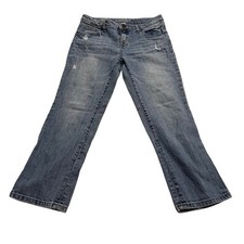 Cherokee Jeans Junior  s Size 14 Medium Wash Boyfriend Crop Zipper Casual Denim