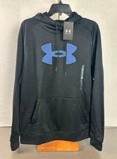 Under Armour Men's Black/Tech Blue Big Logo Hoodie Large New With Tag