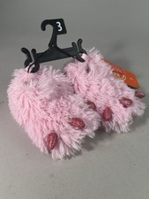 Wonder Nation Plush Pink Monster Claw Baby Infant Slippers Size 3