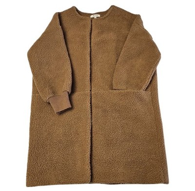 Madewell Bonded Sherpa Cocoon Coat Women's M Brown Fleece Oversized Teddy Cozy