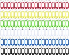 20 or 120 Pack Plastic Key Tags with Label Window ID Tag  Split Ring Keychain