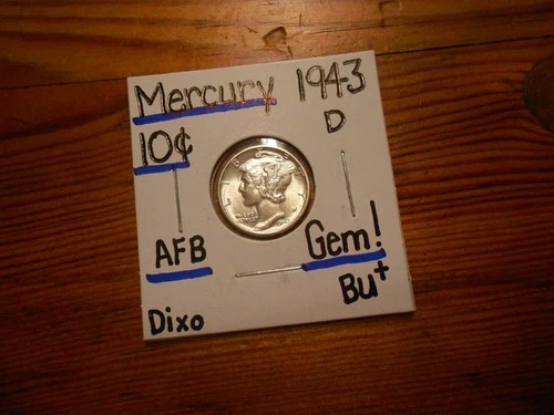 1943D Mercury Dime Gem BU+ TERRIFIC!!!! PQ!!!! Almost Full Bands!!!! WOW!!!!!