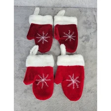 4 Pack Christmas Mini Stockings Red Velvet With Snowflake Hanging Ornaments